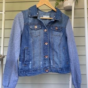 Cisono Womens Sweatshirt Sleeve Denim Jacket Size Medium